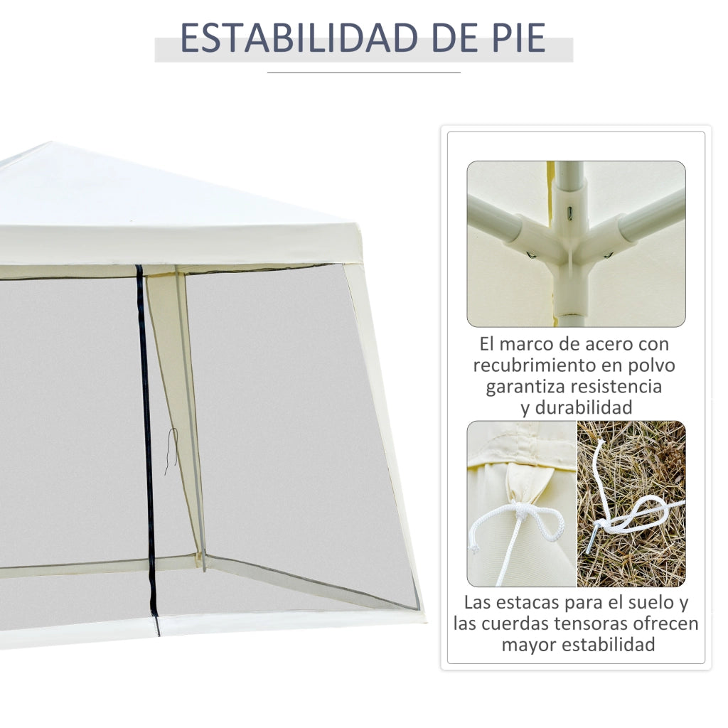 Tenda da giardino 3x3 m con zanzariera ¨C zephmum ¨C crema