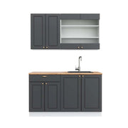 Cucina completa Fame-Line Antracite-oro/Bianco 140 cm, PL Rovere Vicco