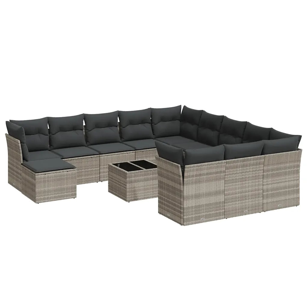Set Divani Giardino 13 pz con Cuscini Grigio Chiaro Polyrattan