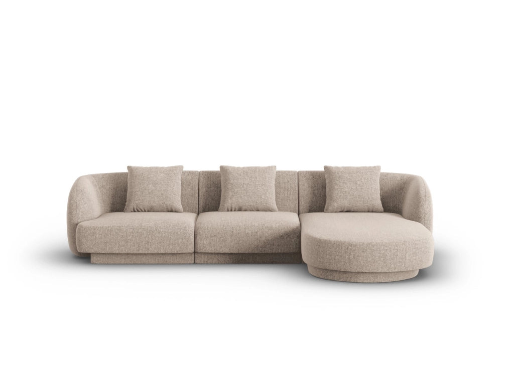 Cosmopolitan Design - Divano angolare destro "Tulum" 4 posti in ciniglia beige 