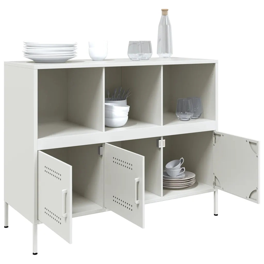 Credenza-Buffet-Armadio da cucina Bianca 100,5x39x79 cm in Acciaio