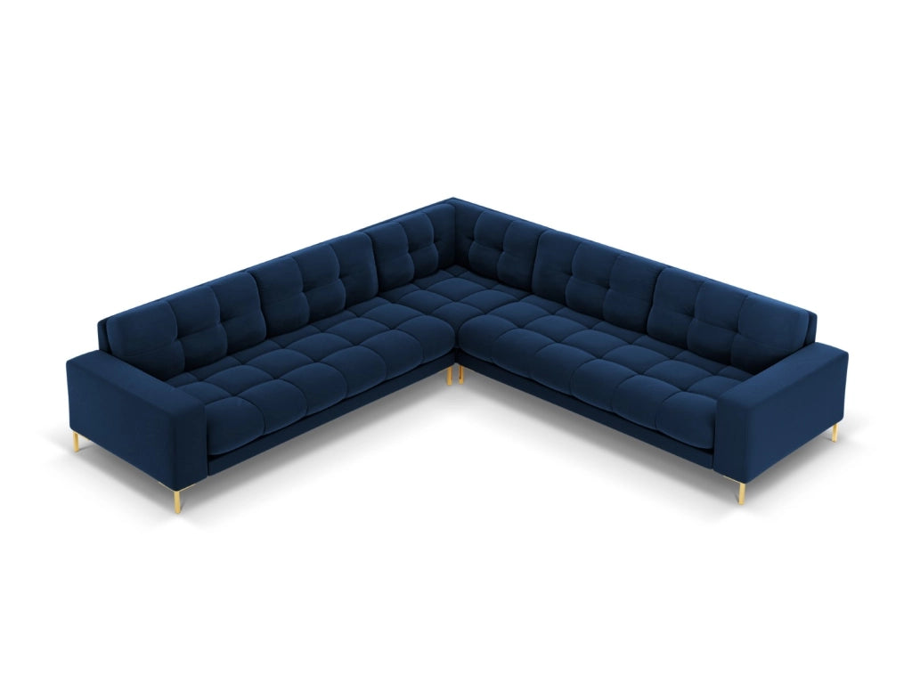 Cosmopolitan Design - Divano angolare reversibile "Bali" 6 posti in velluto blu reale 
