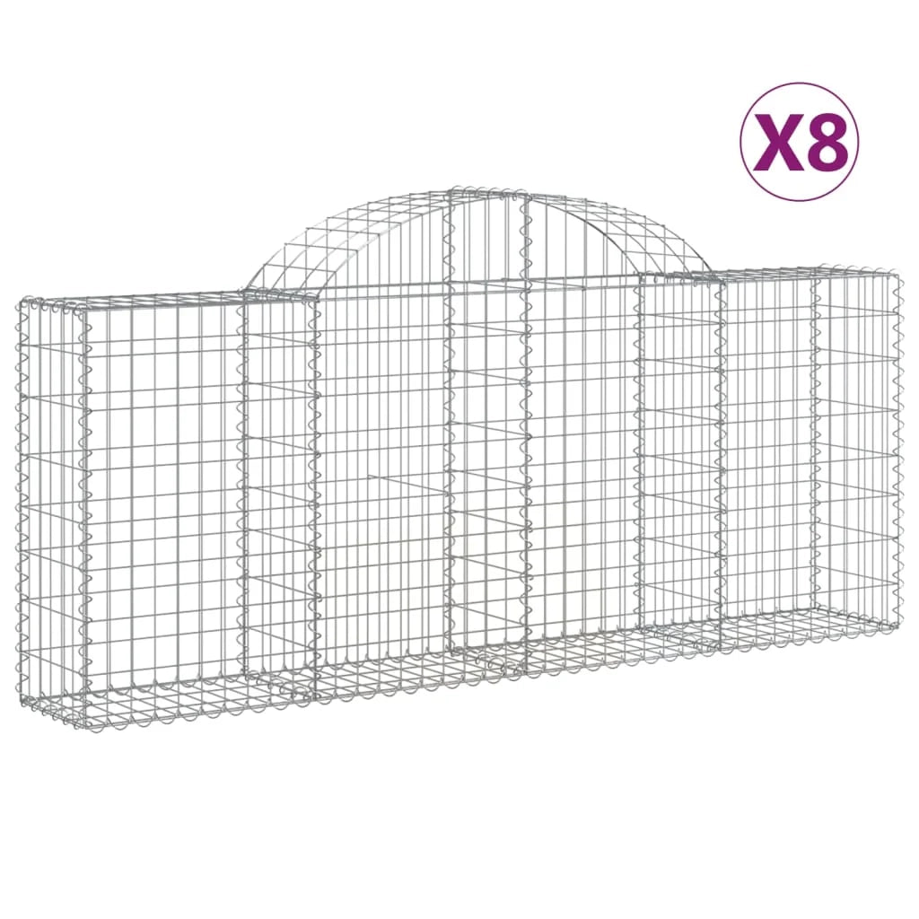 Set di 8 gabbioni ad arco per recinzioni a gabbia e muri di contenimento 200 x 30 x 80/100 cm ferro zincato argento 02_0041168
