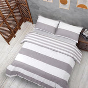 Set da letto 200x200 3 pezzi grigio e bianco - Oeko-TEX 80% cotone & 20% poliestere, 1x coperta da letto con chiusura a zip + 2x cuscini copri 50x80 con chiusura a bavetta, ancora modello