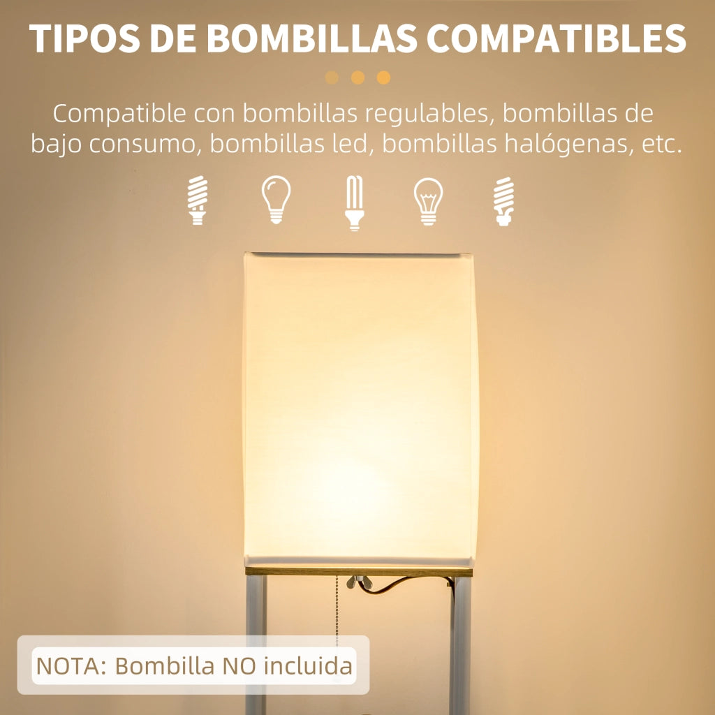 Tavolino con lampada da terra ¨C zephmum ¨C bianco 26x26x159 cm