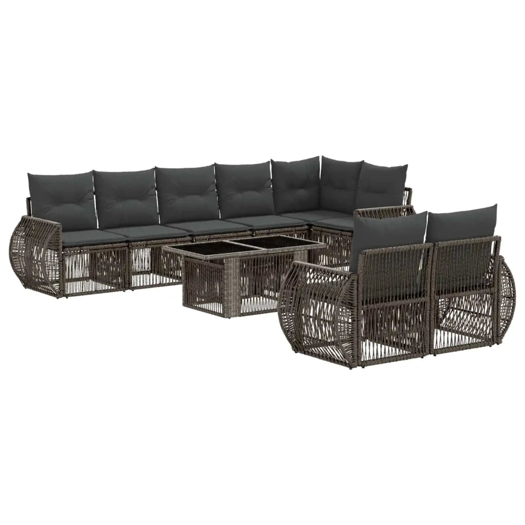 Set Divano da Giardino 9 pz Grigio e Grigio Scuro polyrattan 3436973