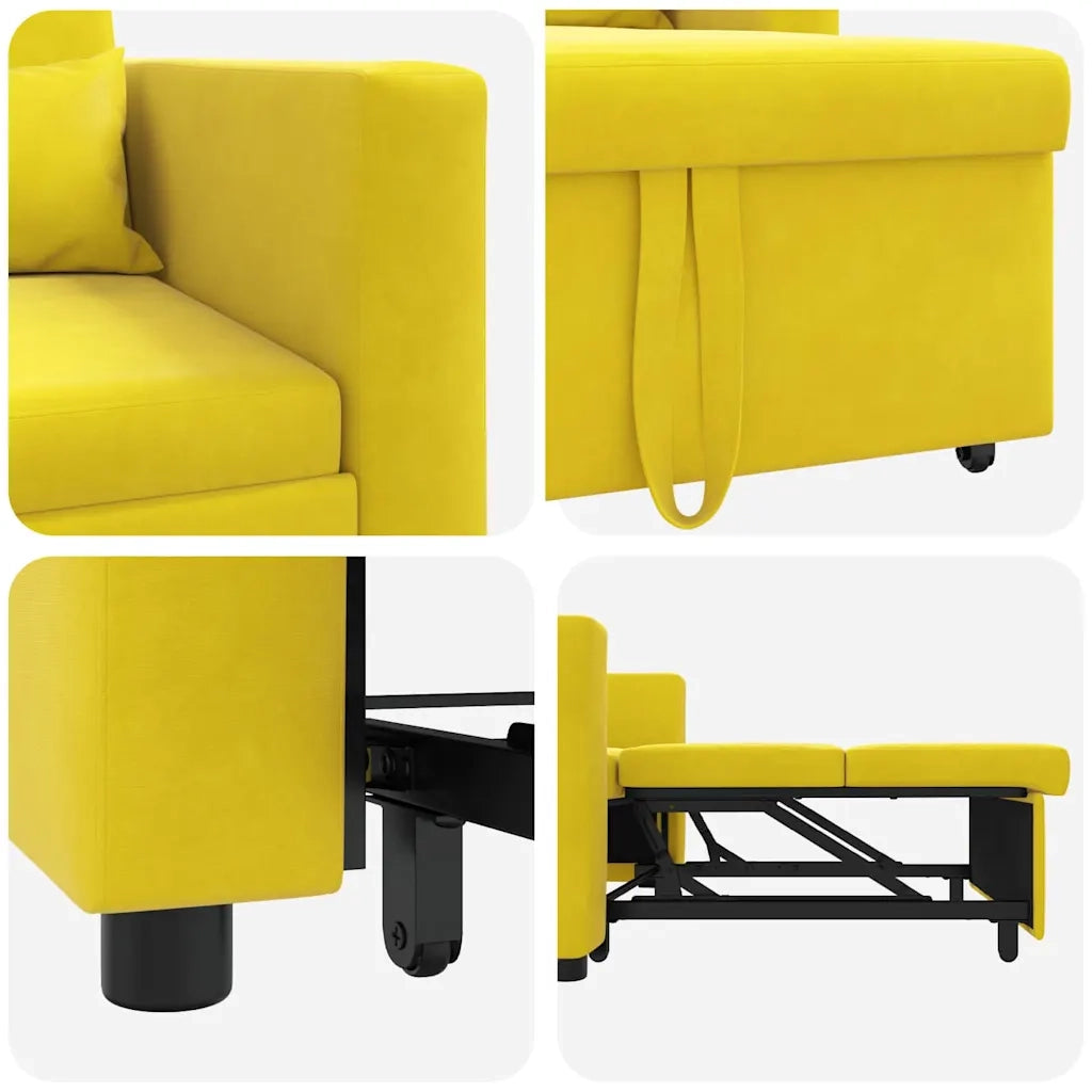 Divano letto estraibile singolo con ruote Giallo Velluto 42002704