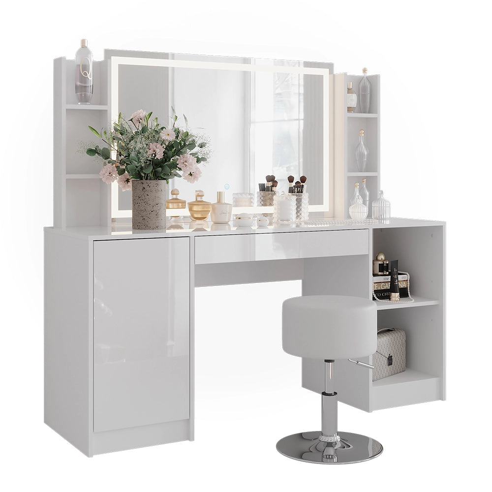 Vicco Tavolo da toeletta Bianco/bianco lucido 158.2 cm 5 parti