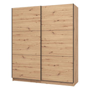 Armadio Camera da Letto Cerchio, Guardaroba Grande Appendiabiti, 179x210h cm Marrone Rovere Nodi