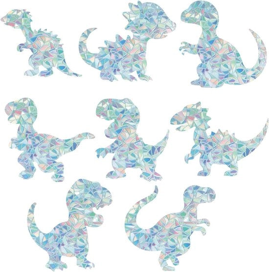 16 Pezzi di Stickers di Dinosauro - Anti-Bottitura Arcobaleno per Finestre - Per Porte a Vetro a Serranda - Prevenire le Bottiture .