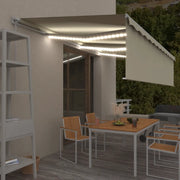 Tenda da Sole Retrattile Manuale con Parasole e LED 6x3 m Crema cod mxl 43643