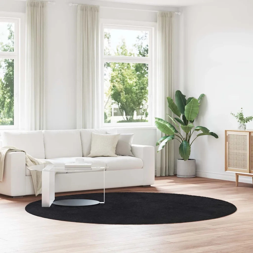 Tappeto Shaggy a Pelo Lungo NAVARRA Nero 240x240 cm poliestere