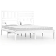 Letto matrimoniale | Letto per adulti | Giroletto Bianco in Legno Massello di Pino 120x200 cm