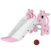 Scivolo per Bambini 3 in 1 Forma Giraffa con Canestro ¨C zephmum ¨C Rosa