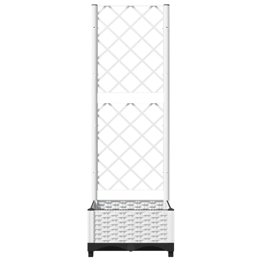 Fioriera | Cassetta per fiori | Vaso da Giardino con Graticcio Bianco 40x40x121,5 cm PP