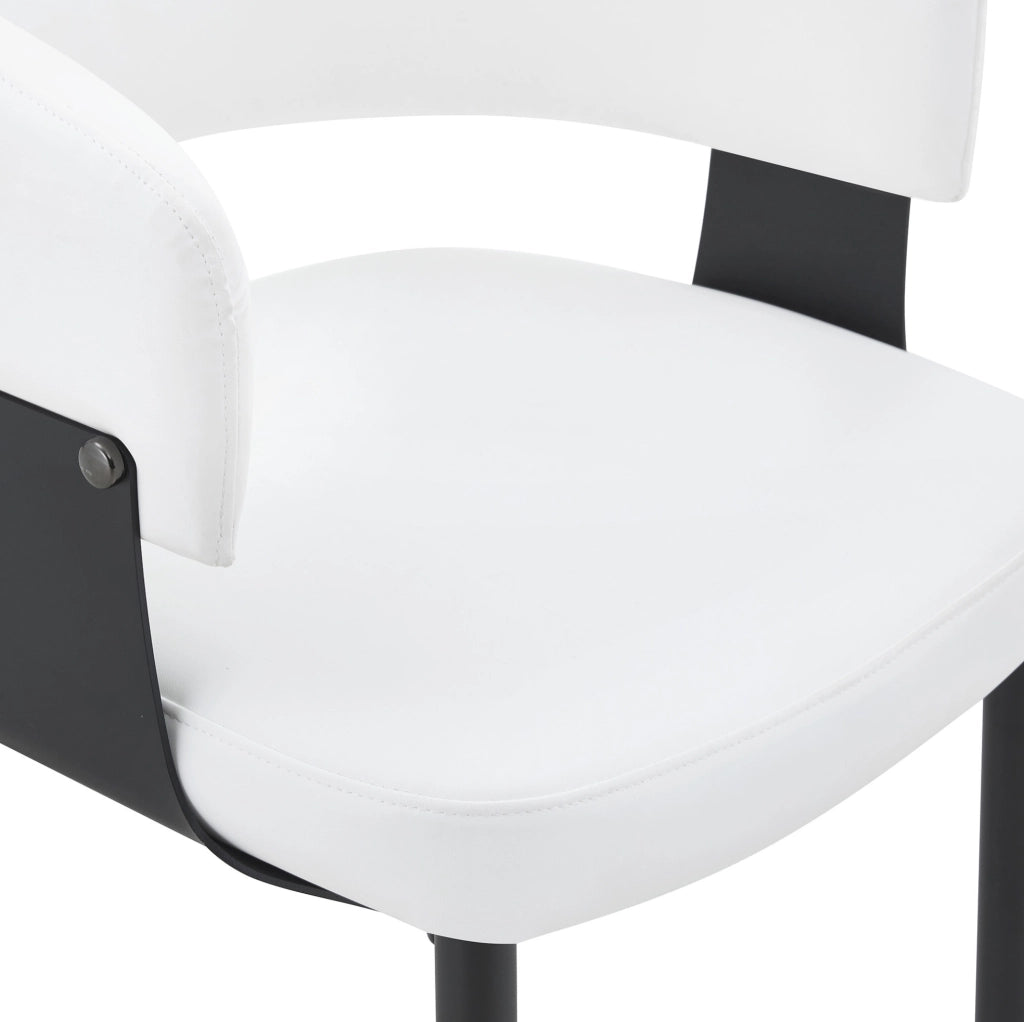 Sedia da pranzo 96x59.5x40 cm con schienale ergonomico in PU bianco e nero