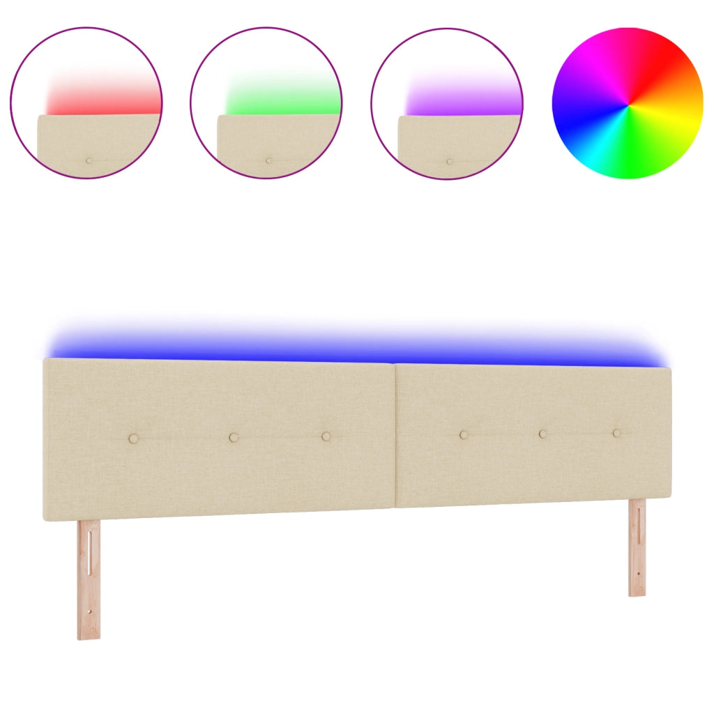 Testiera LED  con bottoni trapuntati Crema 100 cm Tessuto