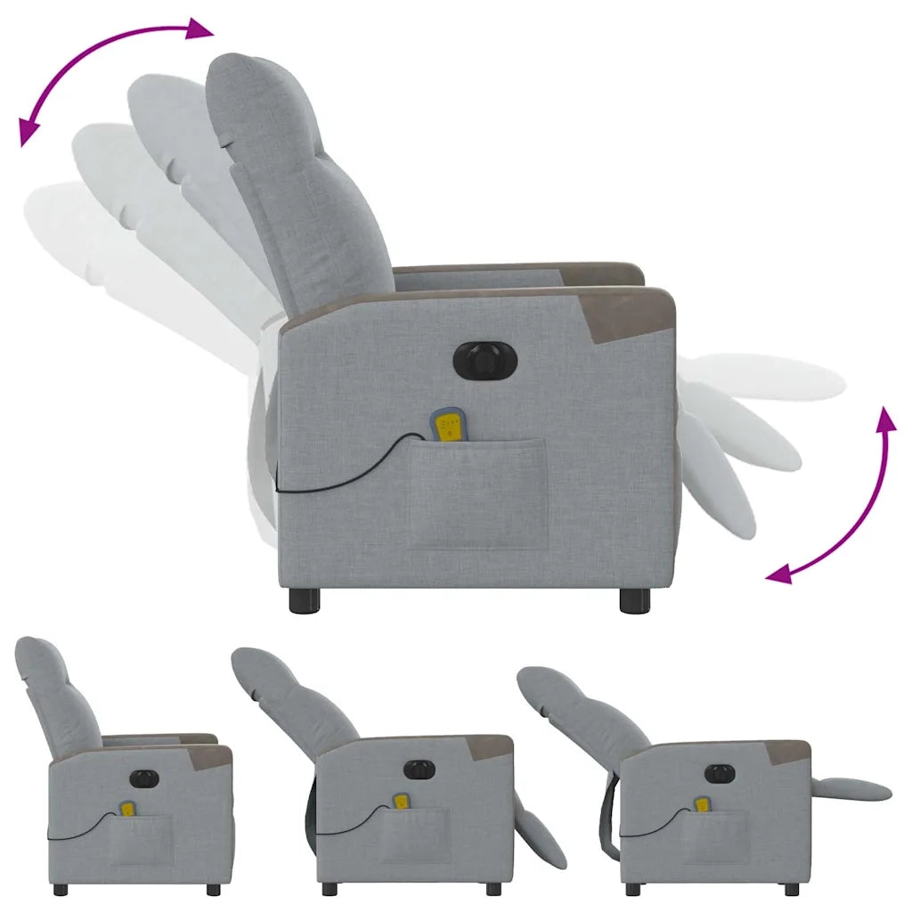 Divano Sedia-Poltrona Reclinabile Massaggio Elettrica Grigio Chiaro Tessuto 774908
