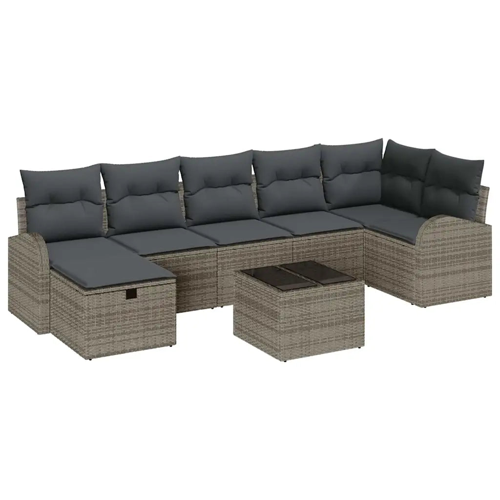Set di divani con cuscino con archiviazione Grigio polyrattan