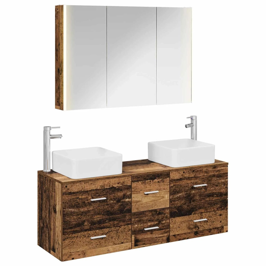 Set di mobili per il bagno 4 pcs Legno antico 3406789