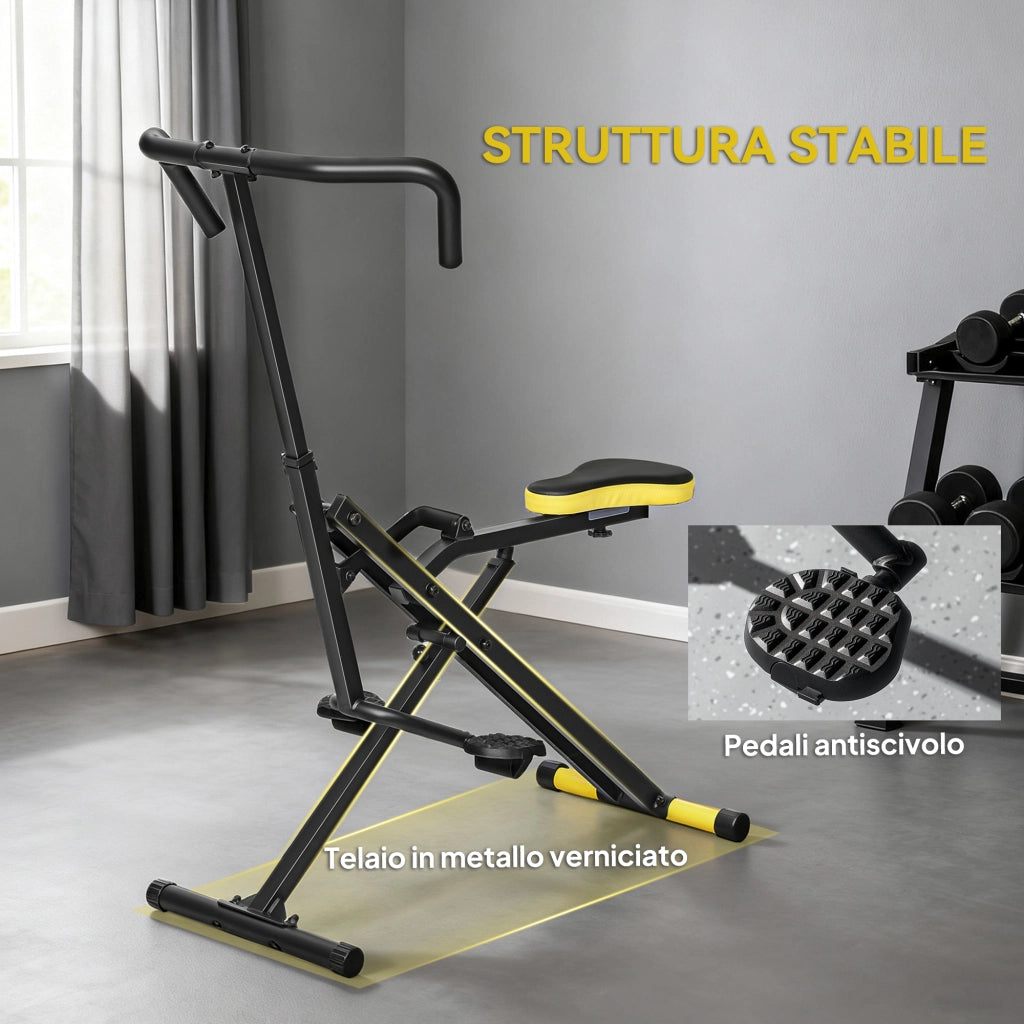 Macchina Total Crunch Pieghevole 57x105x115 cm con Seduta Regolabile in Metallo e Plastica Giallo