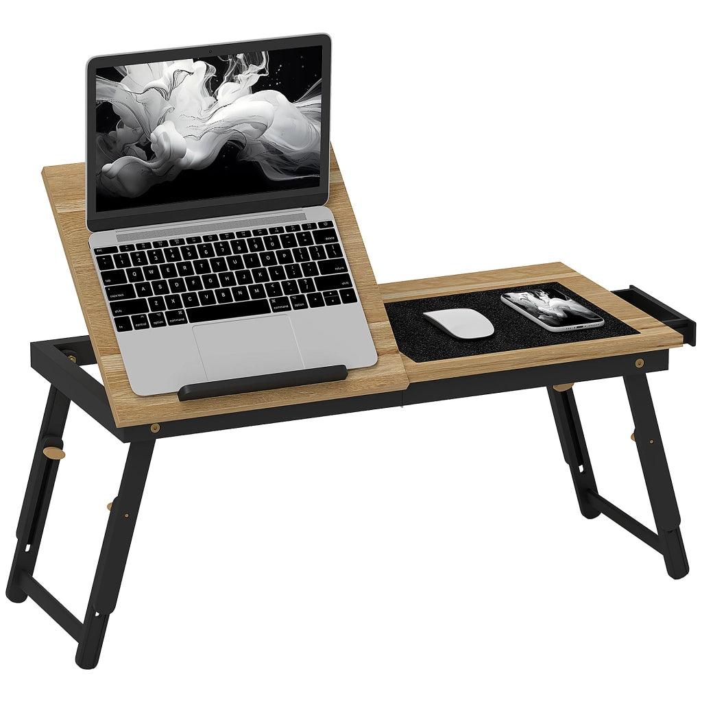 Tavolino da letto pieghevole regolabile in bamb¨´ ¨C Xylo ¨C con cassetto e piano inclinabile