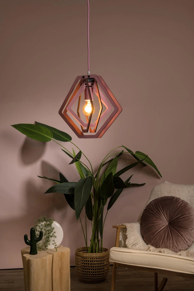 Lampada a sospensione MAURO rosa geometrica E27 Lucide