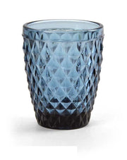 BICCHIERE DIAMANTE REALIZZATO IN VETRO PER ACQUA DA 250 CC COLORE BLU
