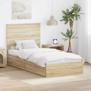Letto con Contenitore con testiera Rovere Sonoma 90 x 190 cm