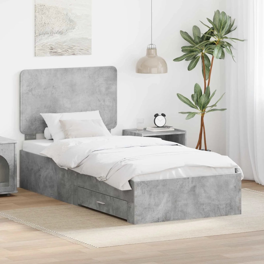Struttura del letto con testiera-Giroletto con Testiera Grigio cemento 100 x 200 cm 716583