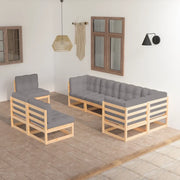 Set Salotto Giardino 8 pz Cuscini Antracite Legno Massello Pino 3076674