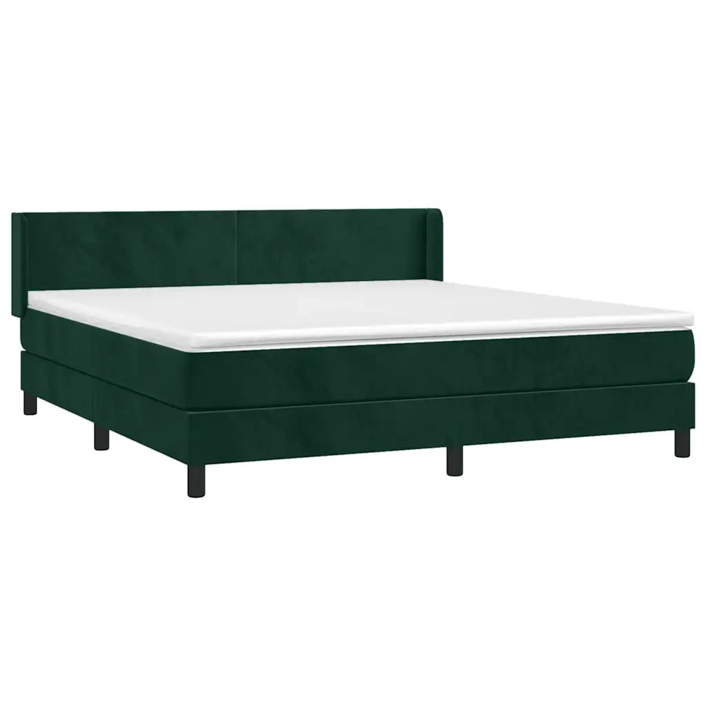 Giroletto a Molle con Materasso Verde Scuro 160x200 cm Velluto 3130850