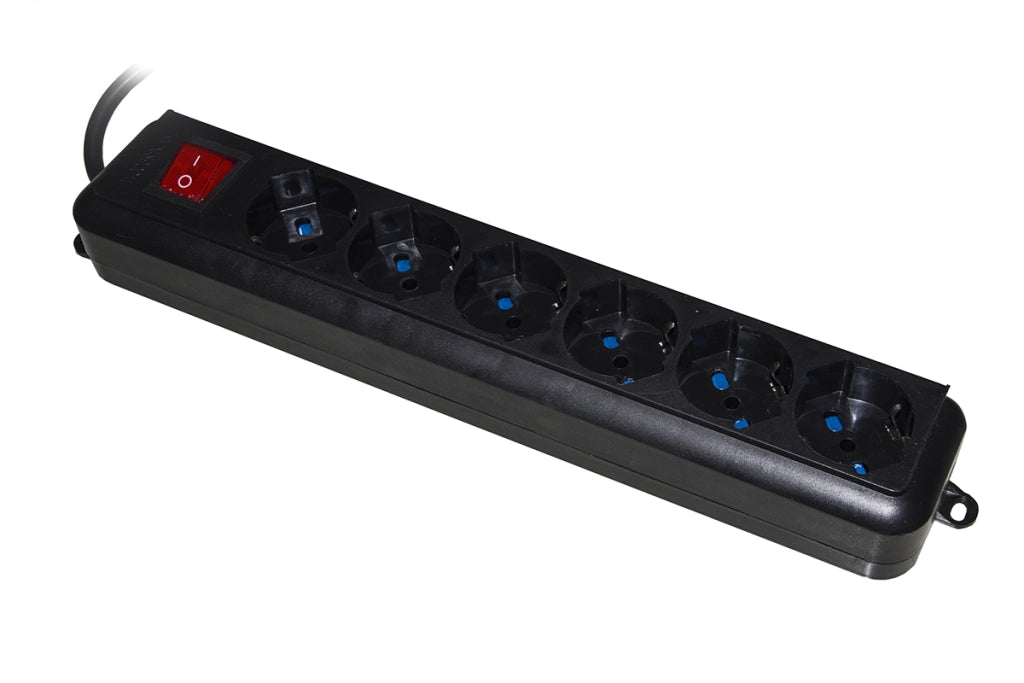 PRESA MULTIPLA LINK 6 SCHUKO/10/16A INTERRUTTORE CAVO 1,5MT NERA