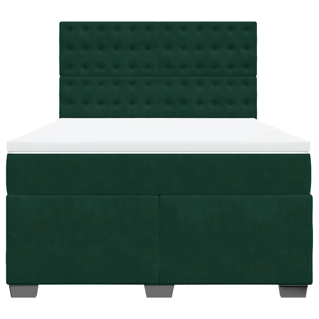 Giroletto a Molle con Materasso Verde Scuro 140x200 cm Velluto 3293245