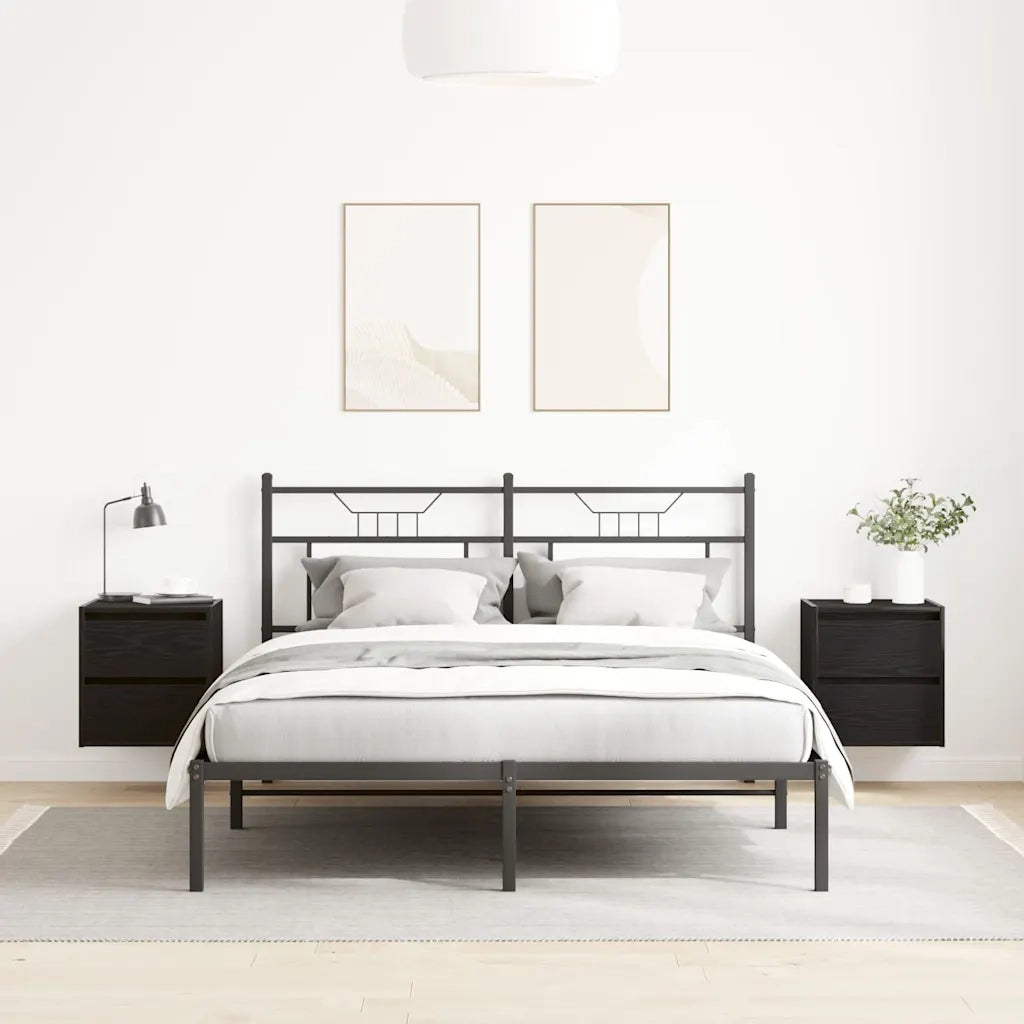 Set di 2 Comodini | Armadio da Notte | Mobiletto da notte a Muro Rovere Nero 38x34x40 cm