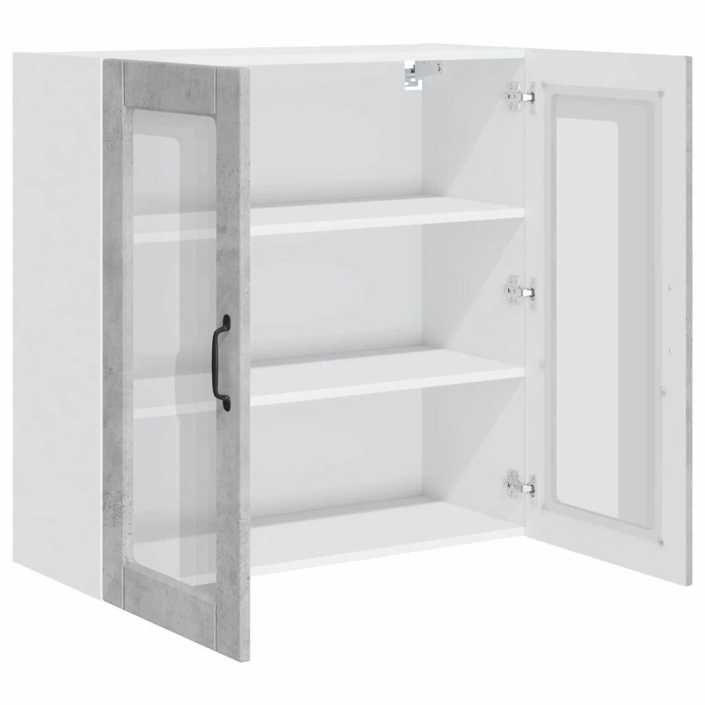 Pensile da cucina | Mobile in vetro da parete PORTO Grigio cemento 80 x 31 x 80 cm