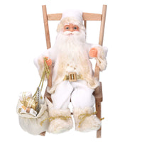 Babbo natale in tessuto su sedia bianco e oro cm xh30
