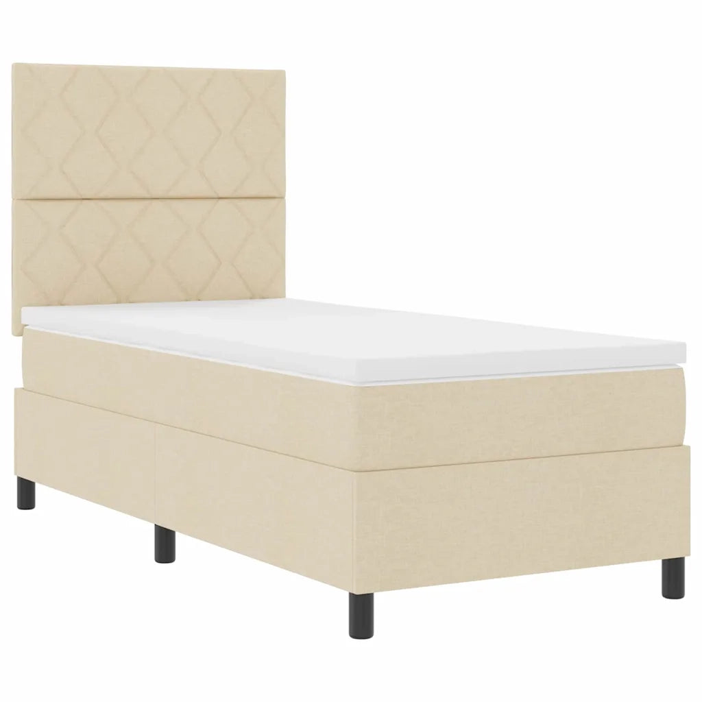 Letto a molle con materasso Crema 90 x 190 cm Tessuto 3342912