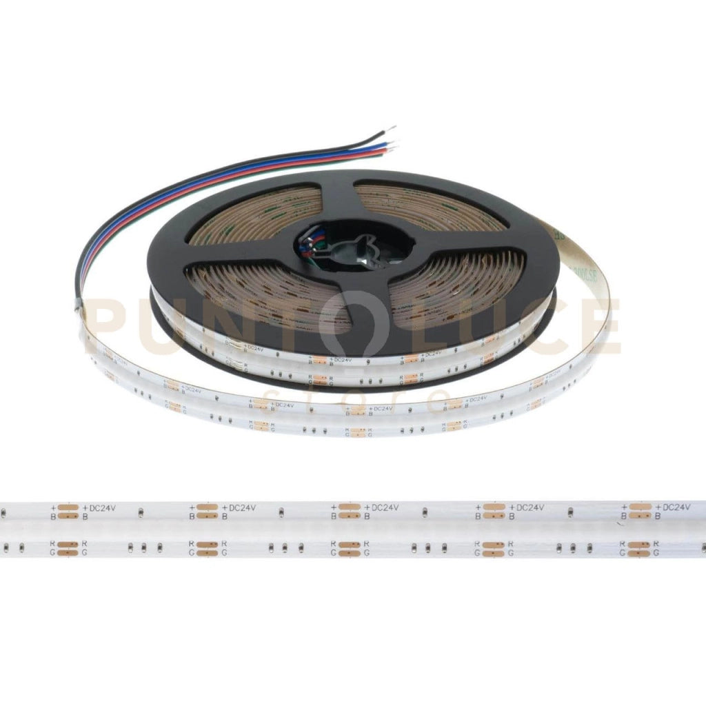 STRIP LED COB RGB 576LED PER MT 24V 14W PER MT IP20 PCB10MM CUT62,5MM ROTOLO 5M