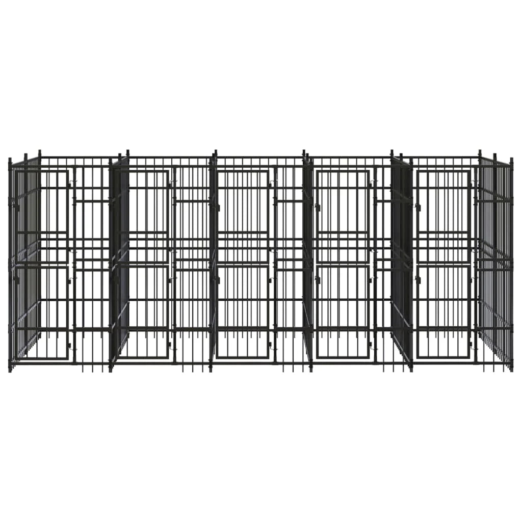 Cuccia/gabbia/recinto/zaino per cani da esterno acciaio 9,22 m² nero 02_0041887