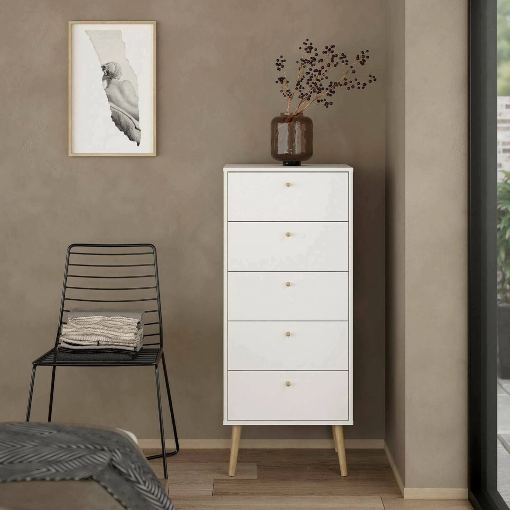 Cassettiera Yaounde, Settimino multiuso, Comò camera da letto, Mobile con cassetti, 50x39 h120 cm, Bianco