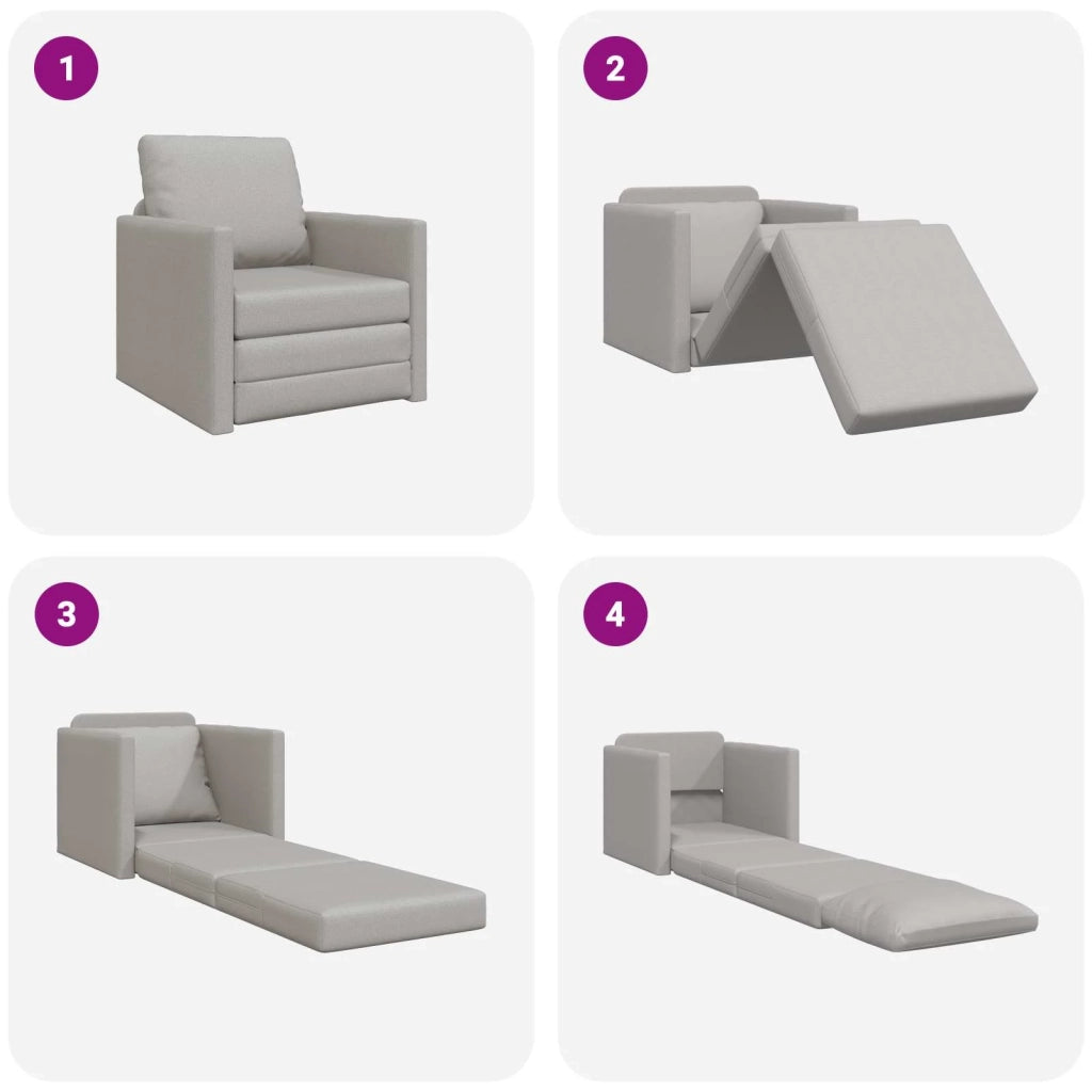 Divano letto | Sof¨¤ letto | Letto singolo Grigio Nuvola 74 x 77 x 81 cm Tessuto