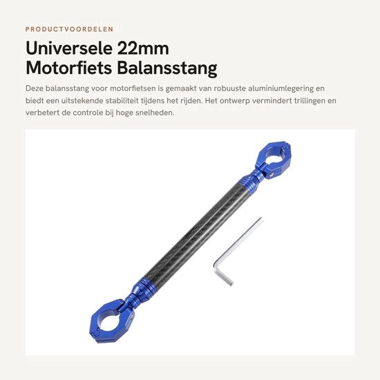 Stang di guida universale 22mm - Lega di alluminio - Duraturo - Resistente alla corrosione - Guida di sterzo rinforzata - Riduce le vibrazioni - Stanghetto di sterzo