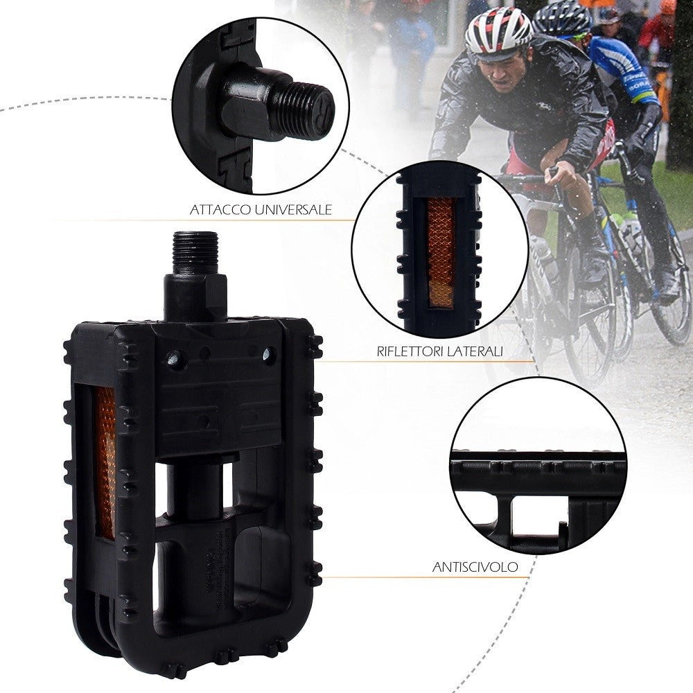 Trade Shop - Coppia Di Pedali Bicicletta Con Riflettori Laterali Attacco Universale Xc-2513 -