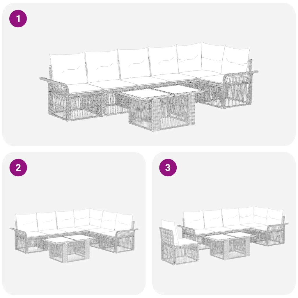 Set Divano da Giardino 7 pz Grigio e Grigio Scuro polyrattan 3436640