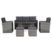 Set Divani da Giardino 6 pz con Cuscini in Polyrattan Grigio 43960