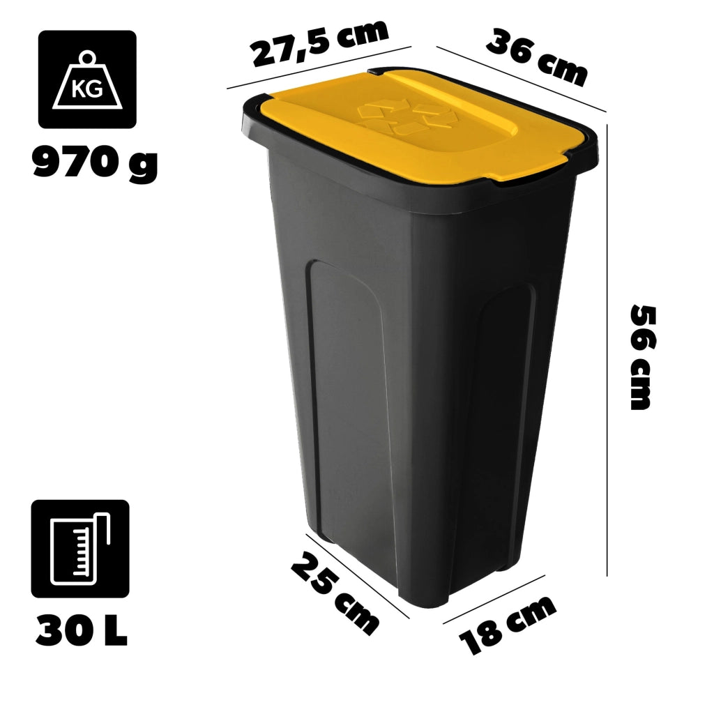Cestino per rifiuti KADAX da 30 litri, contenitore per la raccolta differenziata con coperchio.