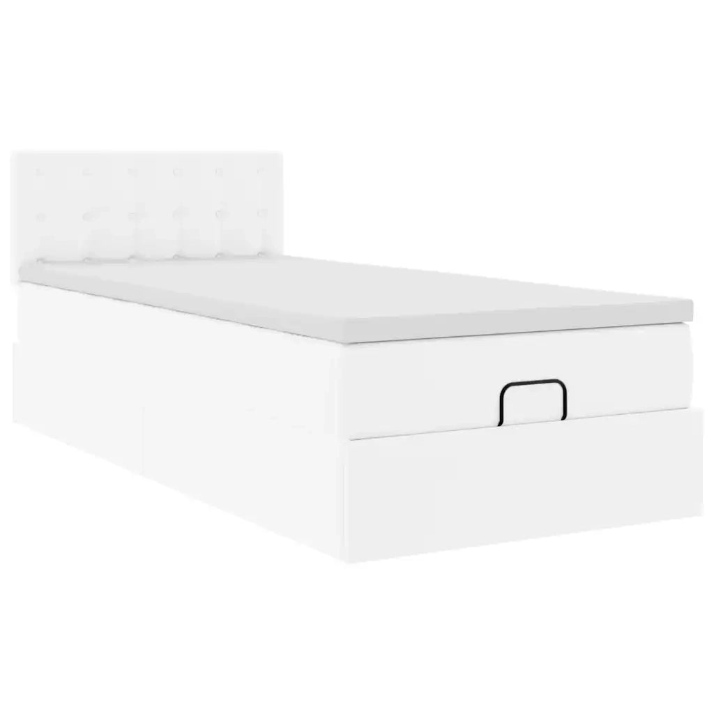 Letto Pouf con Materasso Bianco 100x200 cm Similpelle 3311289