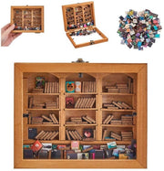 Scatola di libri in legno miniatura - 200 libri miniaturistici - decorazione per abitazioni di bambole - formato compatto 150x120x14mm - paesaggio microscopico unico