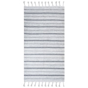Tappeto bianco sporco 80 x 150 cm per soggiorno e camera da letto con frange a righe